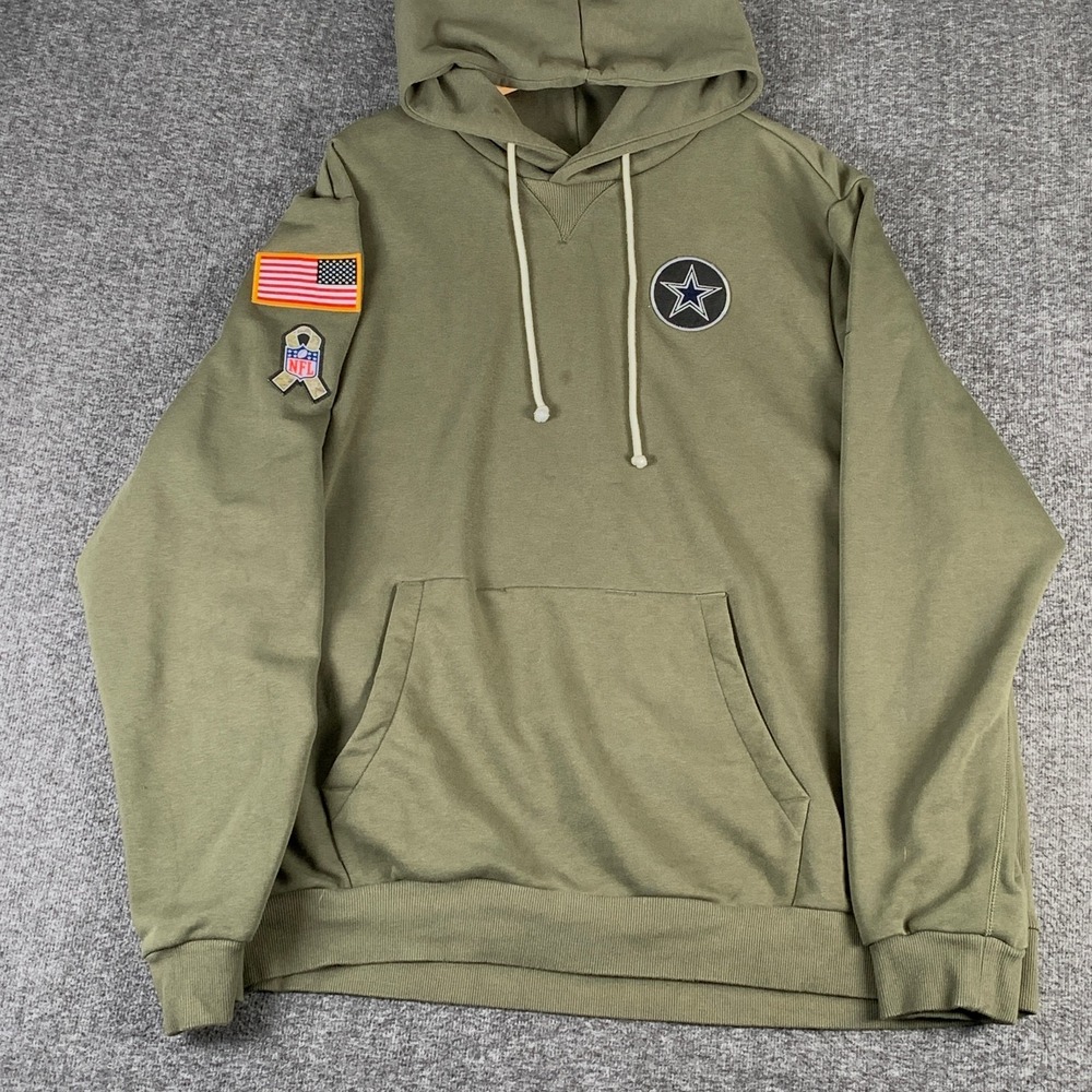 Nike Dallas Cowboys Hoodie Men 2XL Salute To Service Army Green NFL Pullover